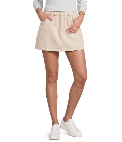 Copper Key Denim Pleated Mini Skirt