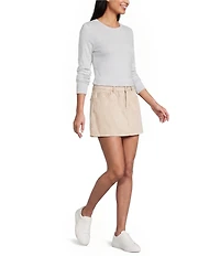 Copper Key Denim Pleated Mini Skirt