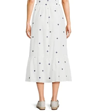 Copper Key Drawstring Embroidered Coordinating Maxi Skirt
