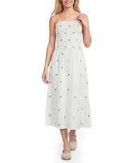 Copper Key Drawstring Embroidered Coordinating Maxi Skirt