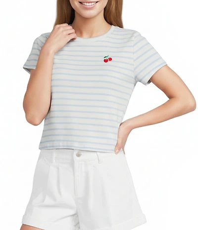 Copper Key Embroidered Cherry Striped Baby T-Shirt