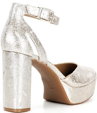 Copper Key Emirie Metallic Ankle Strap Platform Pumps