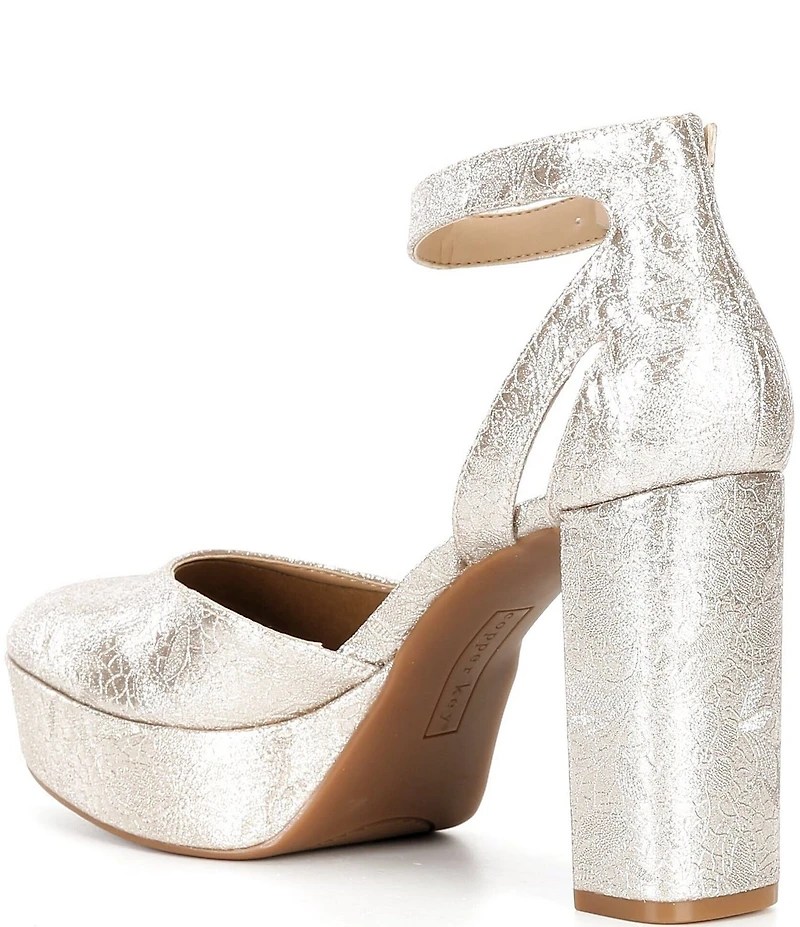 Copper Key Emirie Metallic Ankle Strap Platform Pumps