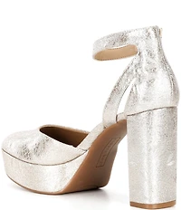Copper Key Emirie Metallic Ankle Strap Platform Pumps