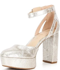 Copper Key Emirie Metallic Ankle Strap Platform Pumps