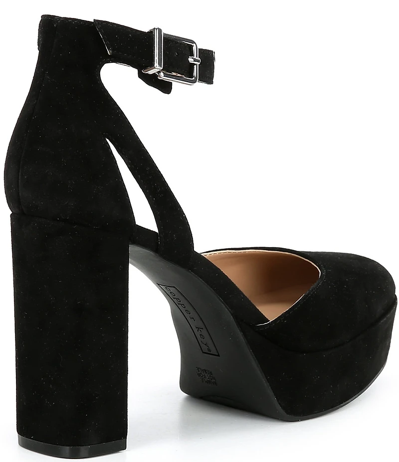 Copper Key Emirie Suede Ankle Strap Platform Pumps
