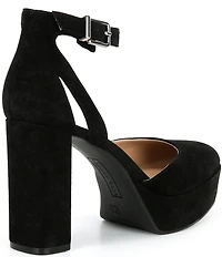 Copper Key Emirie Suede Ankle Strap Platform Pumps