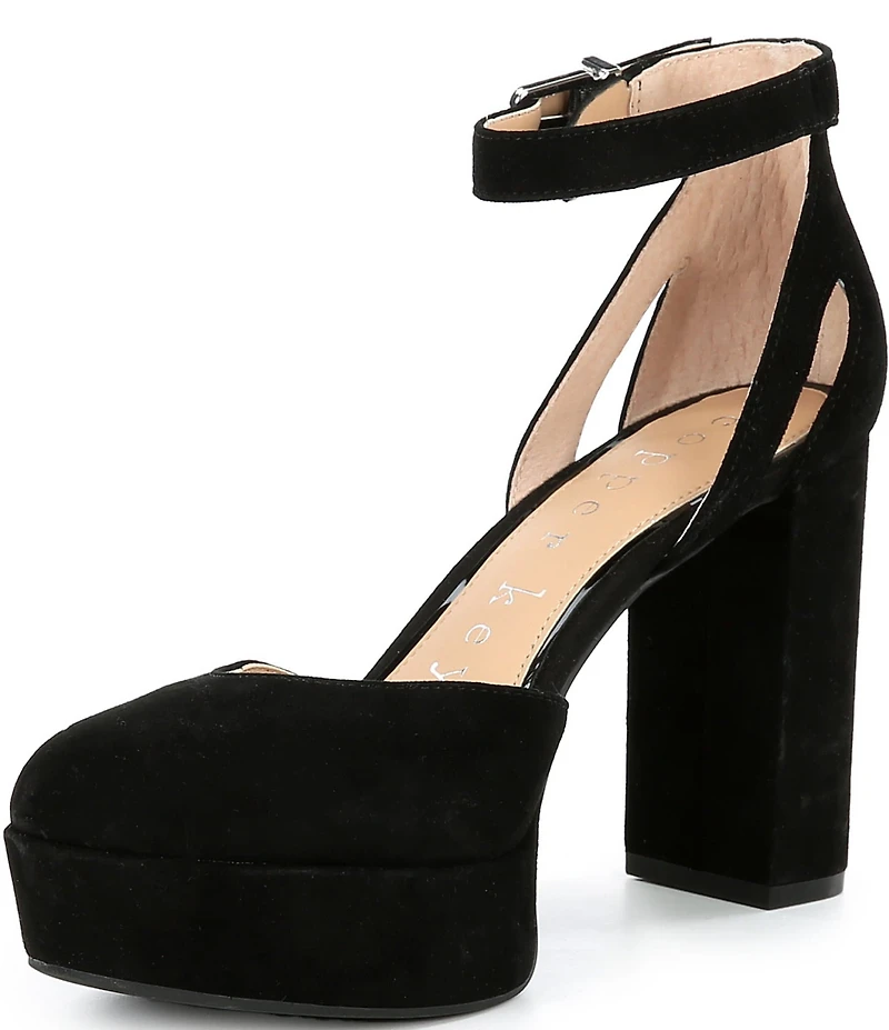 Copper Key Emirie Suede Ankle Strap Platform Pumps