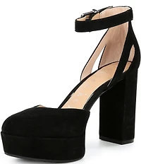 Copper Key Emirie Suede Ankle Strap Platform Pumps