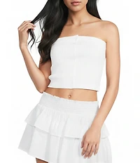 Copper Key Faux Button Front Tube Top