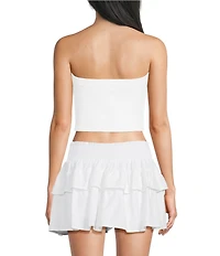 Copper Key Faux Button Front Tube Top