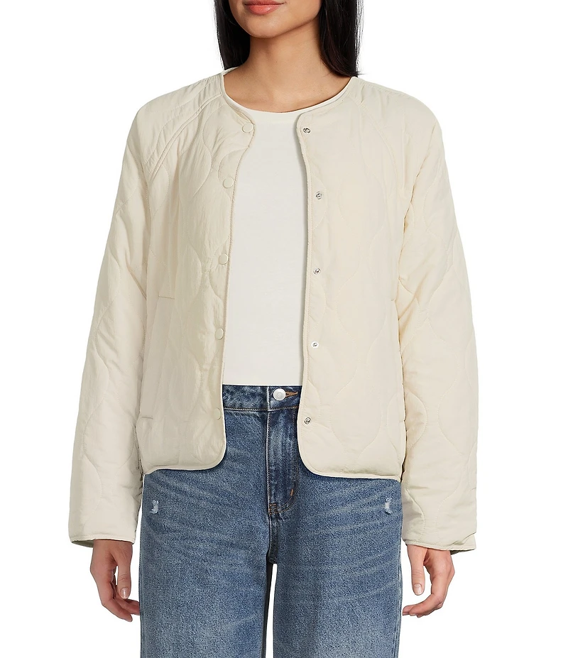 Copper Key Faux Fur Collar Quilted Jacket