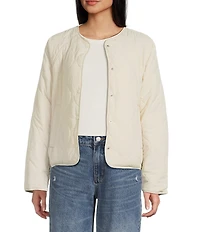 Copper Key Faux Fur Collar Quilted Jacket