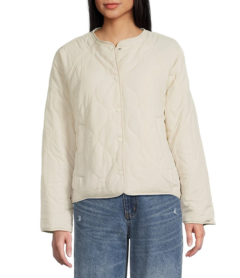 Copper Key Faux Fur Collar Quilted Jacket