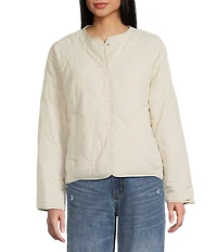 Copper Key Faux Fur Collar Quilted Jacket