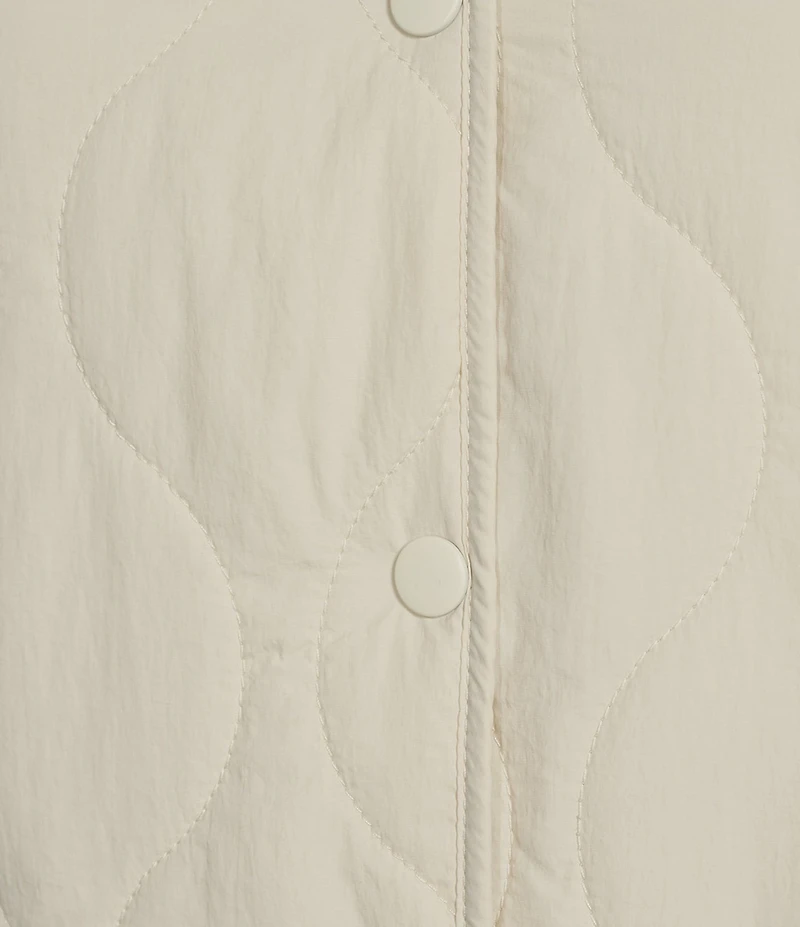 Copper Key Faux Fur Collar Quilted Jacket