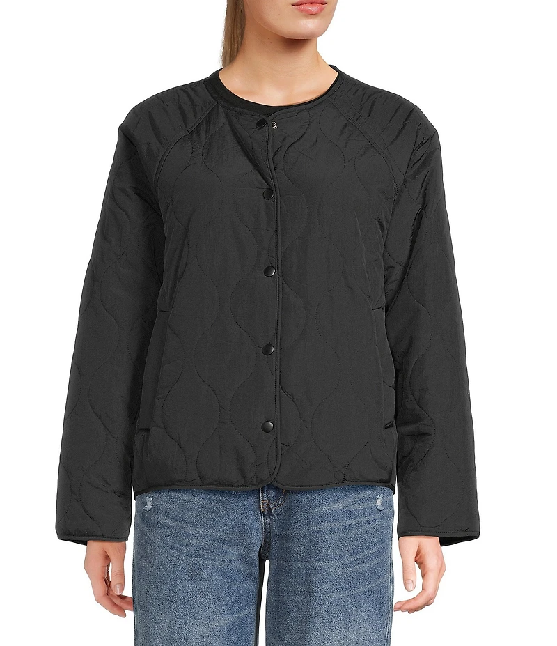 Copper Key Faux Fur Collar Quilted Jacket