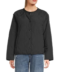 Copper Key Faux Fur Collar Quilted Jacket