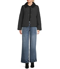 Copper Key Faux Fur Collar Quilted Jacket