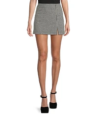 Copper Key Fitted Gingham Slit Mini Skirt