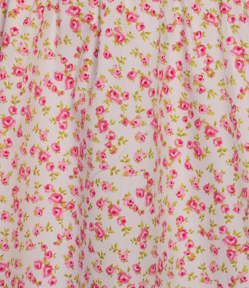 Copper Key Floral Print Square Neck Short Puff Sleeve Smocked Back Dress