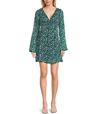 Copper Key Floral V Neck Chiffon Dress