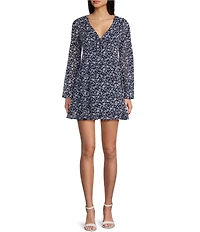 Copper Key Floral V Neck Chiffon Dress
