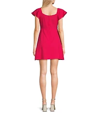 Copper Key Flutter Sleeve Tie Front Dress