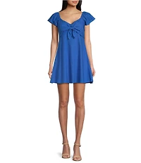 Copper Key Flutter Sleeve Tie Front Dress