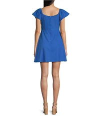 Copper Key Flutter Sleeve Tie Front Dress