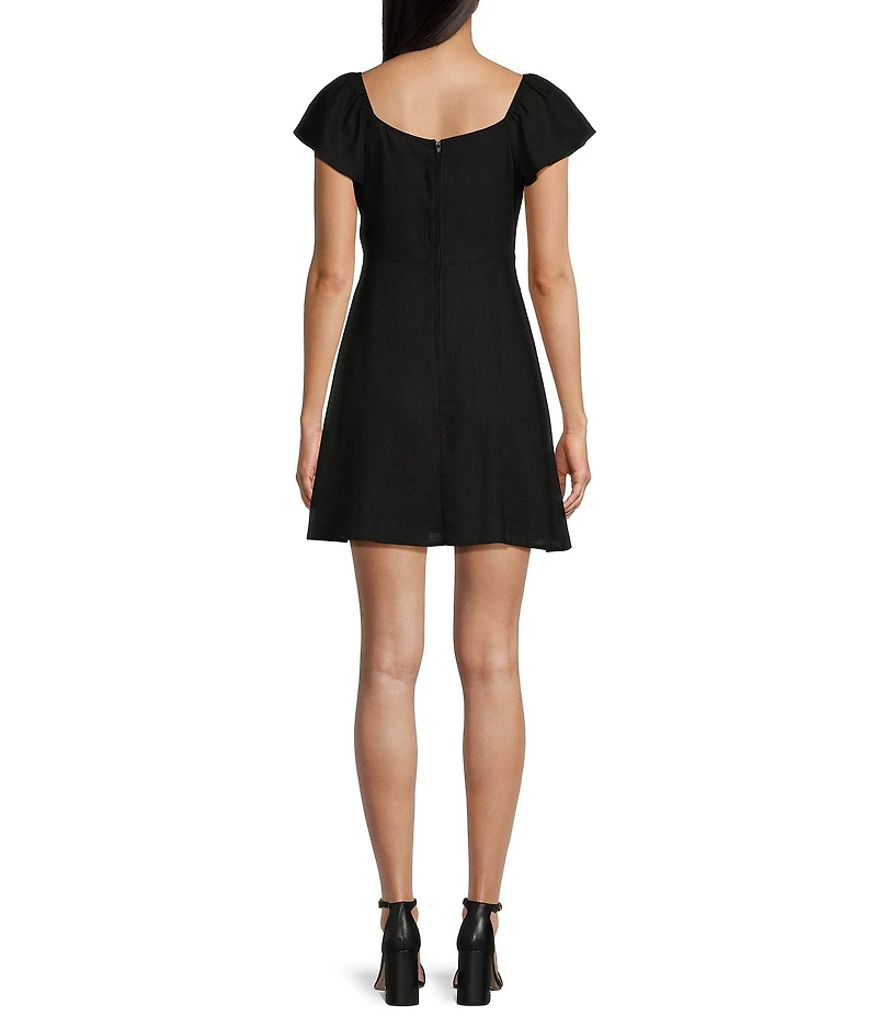 Copper Key Flutter Sleeve Tie Front Dress