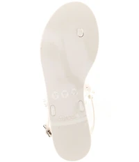 Copper Key Folly Pearl Embellished T-Strap Jelly Flat Sandals