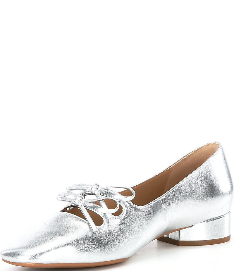 Copper Key Frolic Metallic Leather Double Bow Mary Jane Pumps