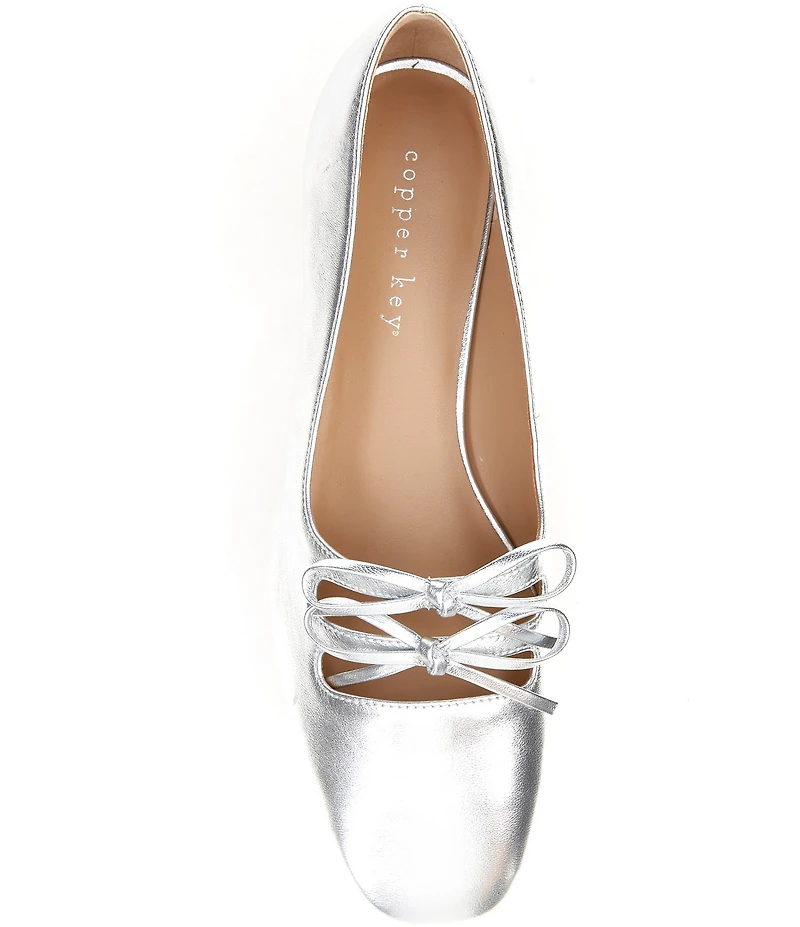 Copper Key Frolic Metallic Leather Double Bow Mary Jane Pumps