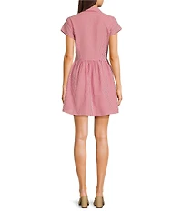 Copper Key Gingham Point Collared Fit & Flare Mini Dress