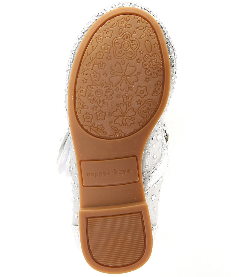 Copper Key Girls' Amelia Rhinestone Butterfly Ornamented Mary Jane Flats (Infant)