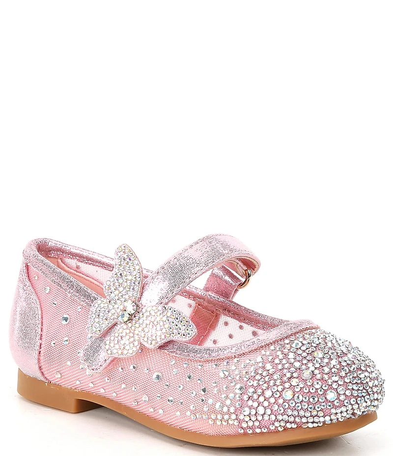 Copper Key Girls' Amelia Rhinestone Butterfly Ornamented Mary Jane Flats (Infant)