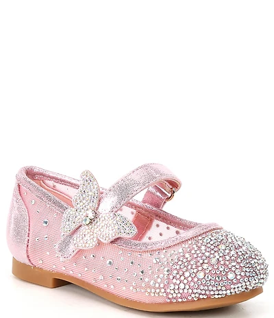 Copper Key Girls' Amelia Rhinestone Butterfly Ornamented Mary Jane Flats (Infant)