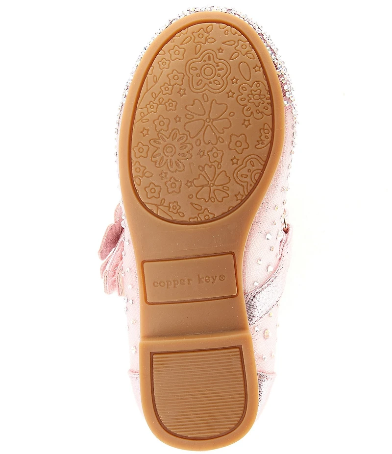 Copper Key Girls' Amelia Rhinestone Butterfly Ornamented Mary Jane Flats (Infant)