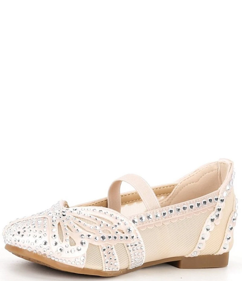 Copper Key Girls' Anise Rhinestone Butterfly Mesh Flats (Youth)