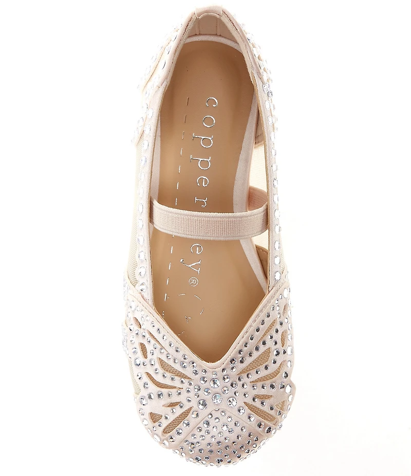 Copper Key Girls' Anise Rhinestone Butterfly Mesh Flats (Youth)