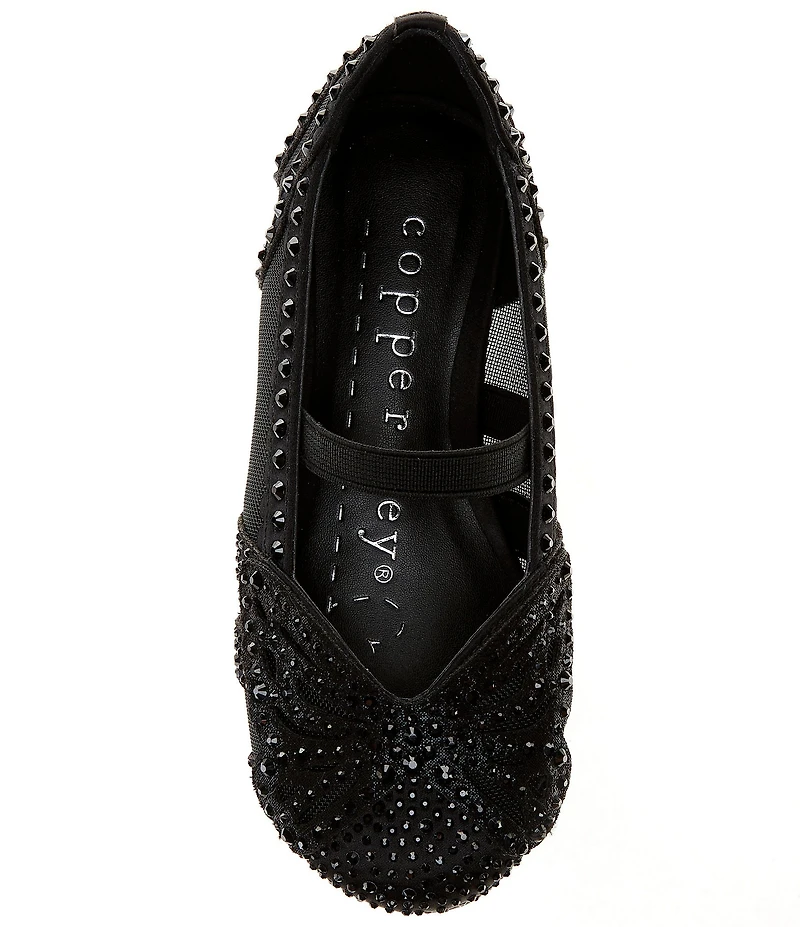 Copper Key Girls' Anise Rhinestone Butterfly Mesh Flats (Youth)