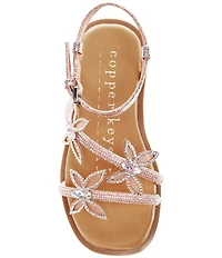 Copper Key Girls' Bea Butterfly Ornamented Embellished Ankle Strap Sandals (Youth)