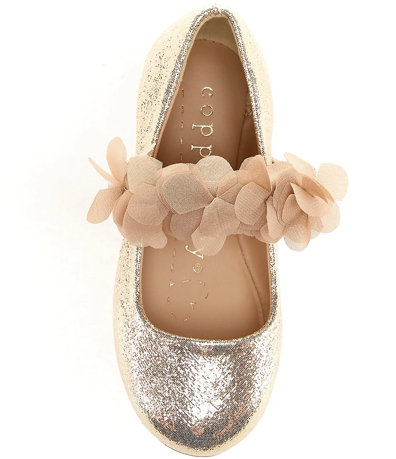 Copper Key Girls' Blossom Chiffon Floral Mary Jane Flats (Infant)