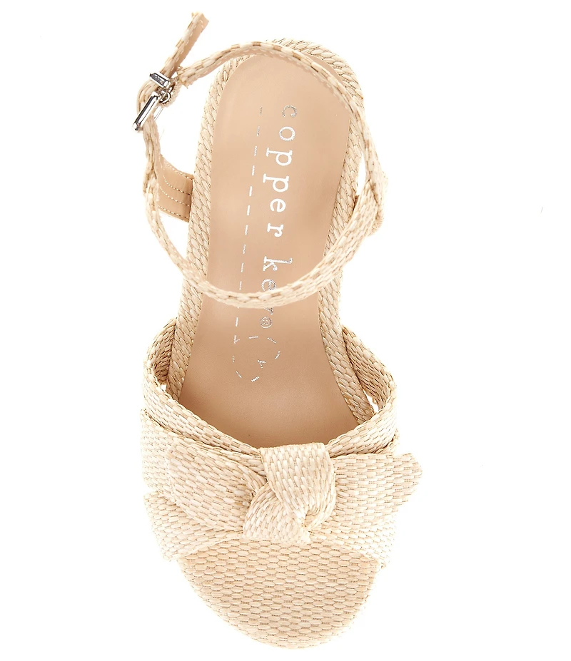 Copper Key Girls' Charlotte Raffia Wedge Bow Sandals (Toddler)
