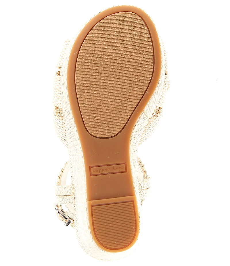 Copper Key Girls' Charlotte Raffia Wedge Bow Sandals (Toddler)