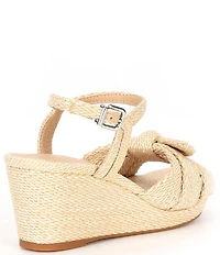 Copper Key Girls' Charlotte Raffia Wedge Bow Sandals (Youth)