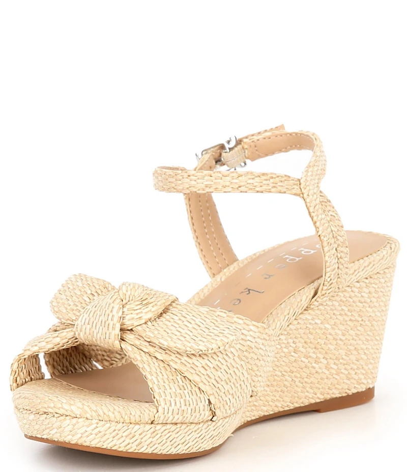 Copper Key Girls' Charlotte Raffia Wedge Bow Sandals (Youth)