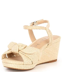 Copper Key Girls' Charlotte Raffia Wedge Bow Sandals (Youth)