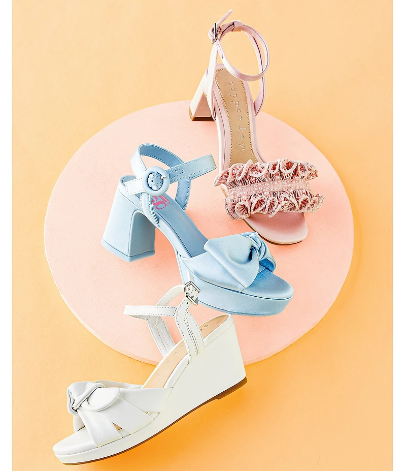 Copper Key Girls' Charlotte Wedge Bow Sandals (Youth)